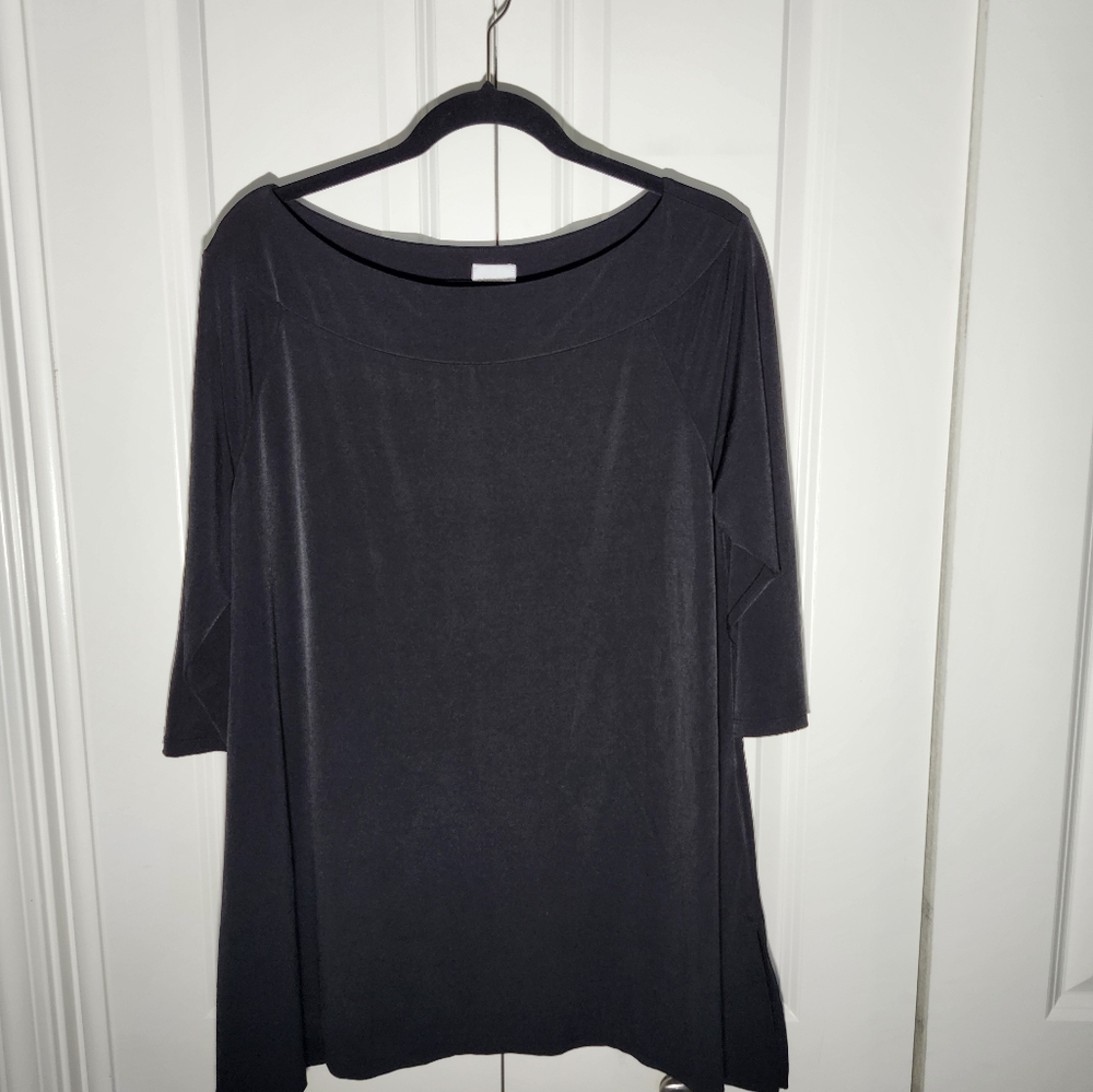 Chico's Black 3/4 Sleeve Tunic Top - Size 2